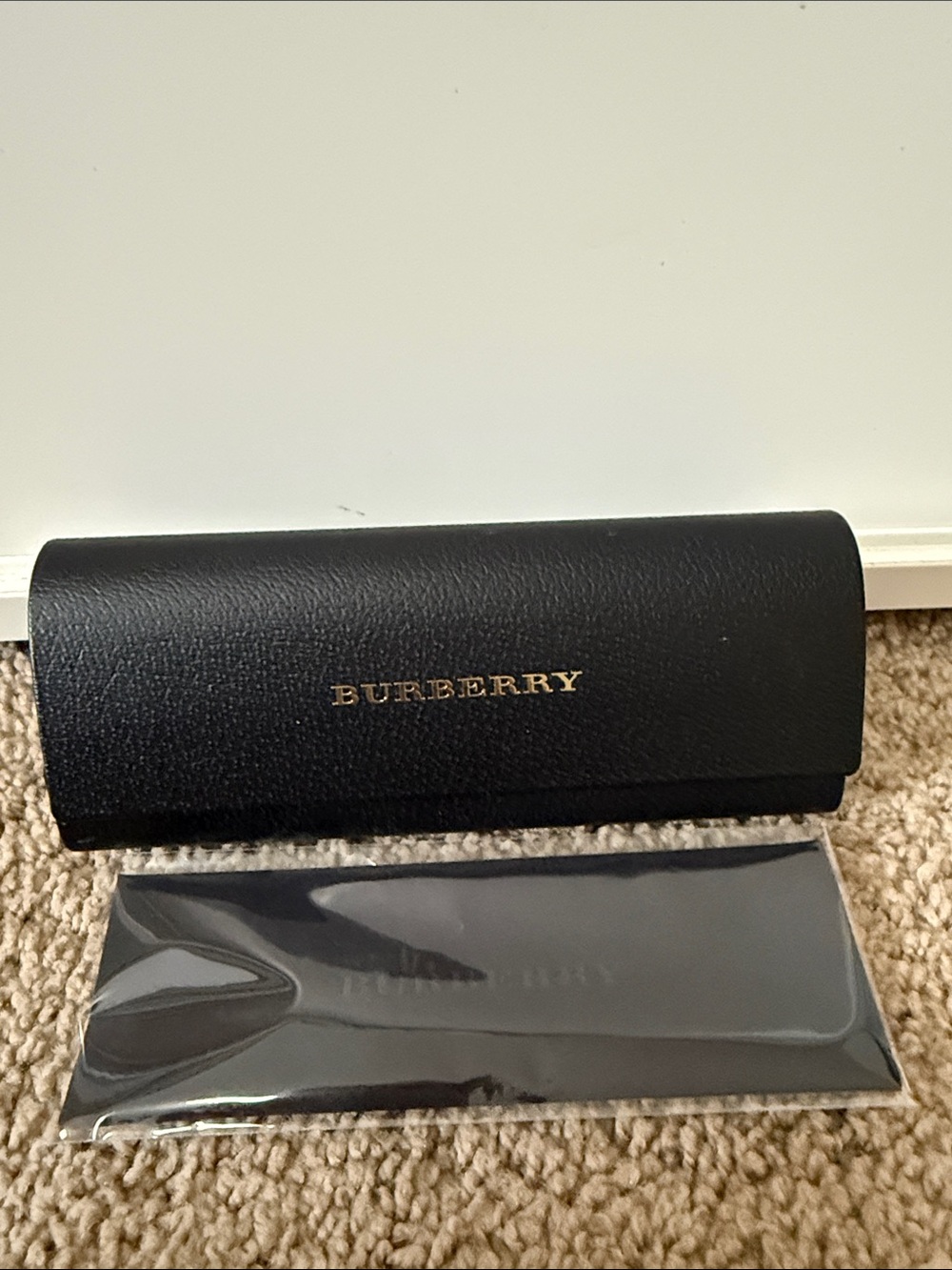 Burberry Black Eyewear Case and new Burberry cleaning cloth.